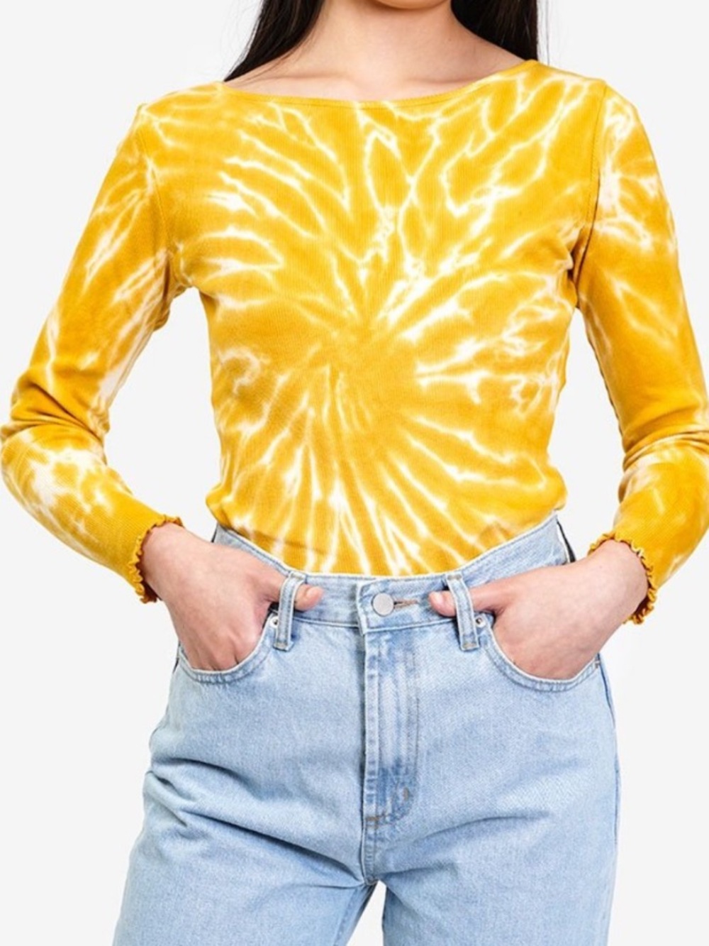 Paloma Wool Flor tie dye long sleeve yellow top size L